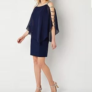 B1G1! ✨️ Roz & Ali | Embellished Cape Sheath Dress | So Flattering!